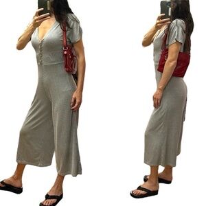 Stradivarius jumpsuit size S striped short sleeves black & white